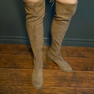 Brown thigh-high boots